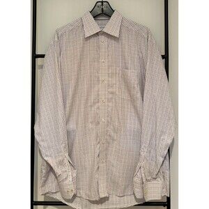 Eton Men's Poplin Dress Shirt in Multi-Colored Check Classic Fit Size 17